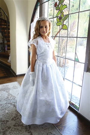 Elegant Taffeta Dress with Embroidered Mesh Fabric Decorated with Sequins (#AG1636)