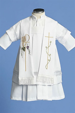 Christening Gown #AG202 : Darling 3-PC Robe w/ Embroidered Stole