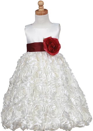 Flower Girl Dresses # BL220IB : Elegant Satin Bodice w/ Floral Embroidered Skirt Girl Dress