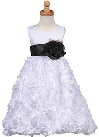 Flower Girl Dresses # BL220WB : Elegant Satin Bodice w/ Floral Embroidered Skirt Girl Dress