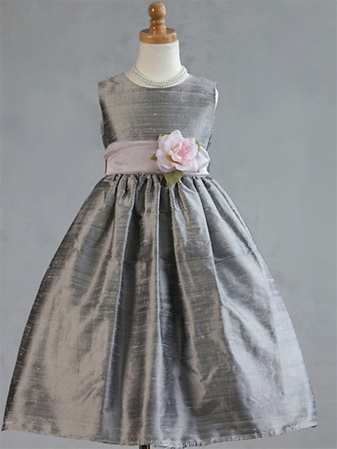 Flower Girl Dresses #C234SL : Poly Silk Sleeveless Dress with Organza Sash