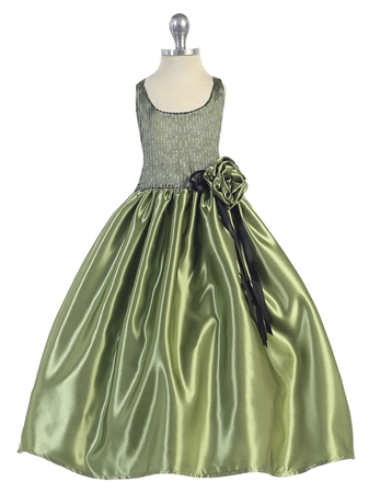 CA2457:Beautiful Rhinestone Bodice & Satin Dress