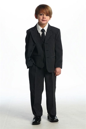 # CA5004BK : Boys 5 Pcs Pin Stripe Formal Suit .
