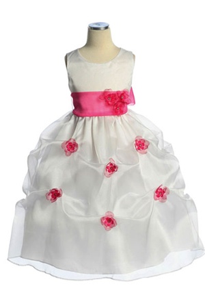 Flower Girl Dresses #CA513F : Organza Pick-up Dress with Changeable Color Flowers