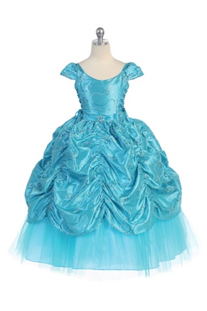 Flower Girl Dress #CA596T : Gorgeous Cap Sleeved Taffeta Sequinsed Dress w/ Embroidery