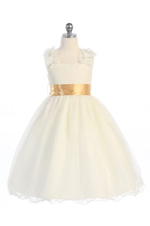 Flower Girl Dresses #CA909V : Sleeveless Mesh Dress W/ Choice of sash color options