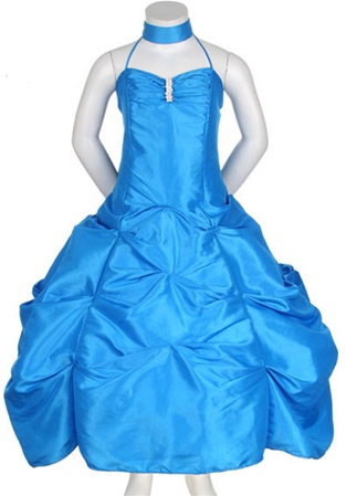 Flower Girl Dresses #CD1026TU : Spaghetti Strap Taffeta Long Pick-Up Dress