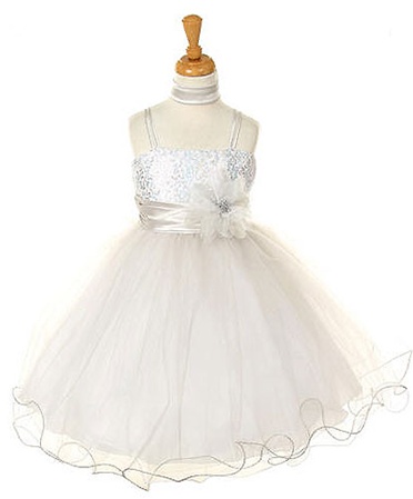 Flower Girl Dresses # CD106SL: Two Tone Sequence Mesh Illusion Dress