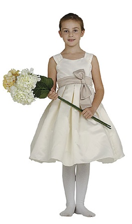Flower Girl Dresses #CD1087IV : Dull Satin Pleated Shoulder Empire Dress