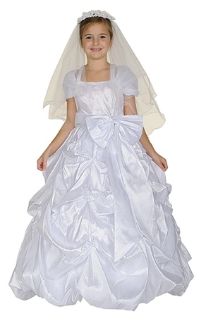 Flower Girl Dresses #CD1094 : Elegant Solid Pick Up Dress with Corset Back and Detachable Bow Ribbon