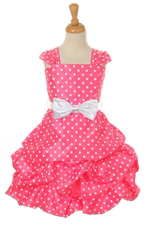 Flower Girl Dresses #CD1152PP : Cute polka dot pick up dress with detachable ribbon sash
