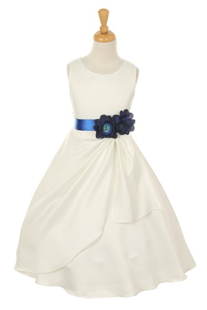 Flower Girl Dresses # CD1165IMB : Stunning Bridal Satin Dress w/ Sequined Flower on Waist Girl Dress