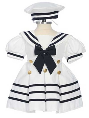 2Pcs White Sailor Dress
