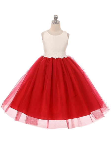#GG3566RD : solid tulle dress