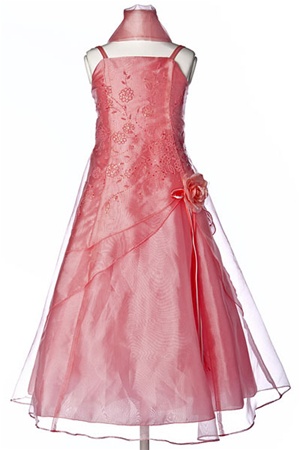 Flower Girl Dresses #HC1110CCO : Triple Layered Organza Long Dress with Flower Beads