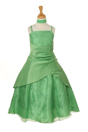 Flower Girl Dresses #HC1232G : Organza & Satin A-line Dress Decorated with Flower Beads.