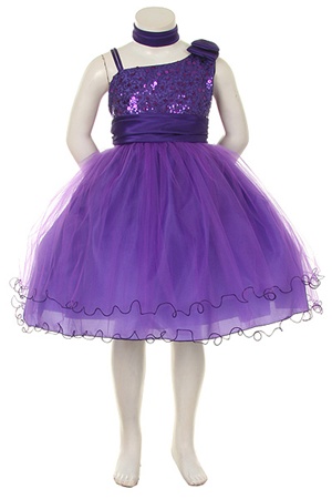 Flower Girl Dresses #HC728P : Stunning Sleeveless Mesh Dress w/ Sequind Bodice & Tulled Skirt Girl Dress