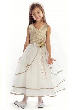 Flower Girl Dresses #JK3012PTP : Sleeveless Satin Bodice with Triple Tulle Layers Flower Girl Dress