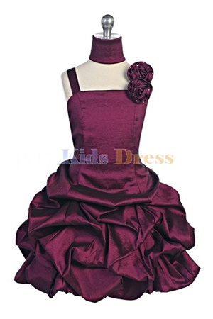 Flower Girl Dresses #JK3020PU : Stretched Taffeta Pick-Up Dress with Hand Rolled Roses