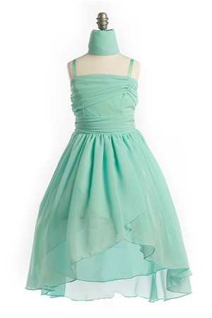 Flower Girl Dresses #JK3410M : Sweet Chiffon Dress w/ Removable Flower and Asymmetrical Skirt Girl Dress