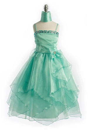 Flower Girl Dresses #JK3477M : Stunning Organza Dress w/ Spaghetti Straps and Jeweled Bodice Girl Dress