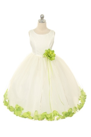 Flower Girl Dresses #KD160BG : Dupioni Silk or Satin Bodice Petal Flower Girl Dress