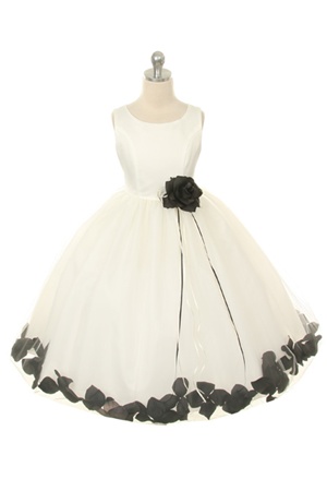 Flower Girl Dresses #KD160BK : Dupioni Silk or Satin Bodice Petal Flower Girl Dress