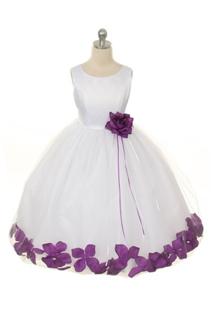 Flower Girl Dresses #KD160BP : Dupioni Silk or Satin Bodice Petal Flower Girl Dress