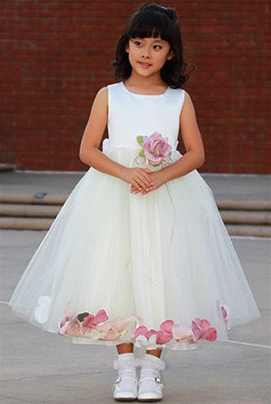 Flower Girl Dresses #KD160BR : Dupioni Silk or Satin Bodice Petal Flower Girl Dress