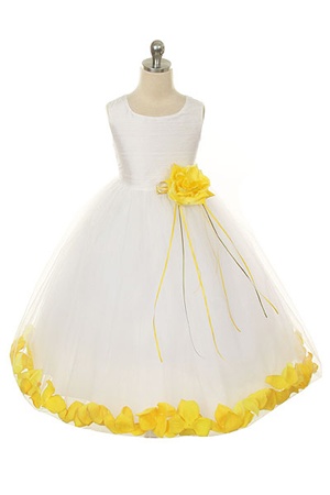 Flower Girl Dresses #KD160BY : Dupioni Silk or Satin Bodice Petal Flower Girl Dress