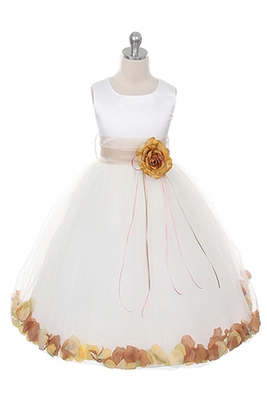 Flower Girl Dresses #KD160S-ICH: Flower Petal Dress with Organza Sash
