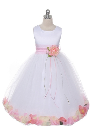 Flower Girl Dresses #KD160S-WPK: Flower Petal Dress with Organza Sash