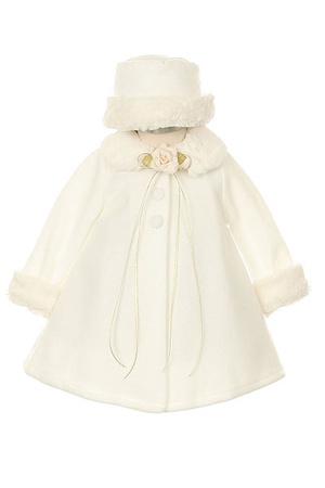 #KD166IV : Very popular fleece cape style coat with top quality fur trim.