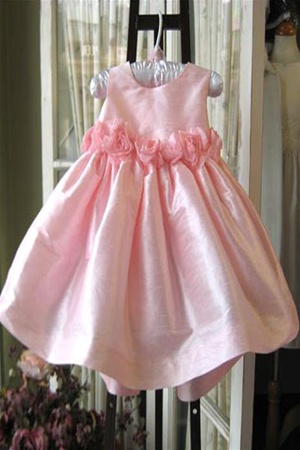 #KD185BPK : Sleeveless Poly Dupioni Silk Infant Dress