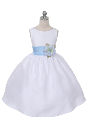 Flower Girl Dresses #KD204BB  : Poly Silk Sleeveless Dress with Different Color Removable Sash