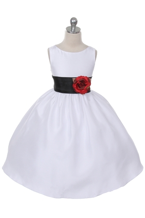 Flower Girl Dresses #KD204BK  : Poly Silk Sleeveless Dress with Different Color Removable Sash