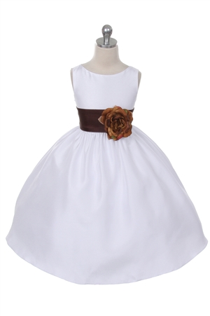 Flower Girl Dresses #KD204BR  : Poly Silk Sleeveless Dress with Different Color Removable Sash