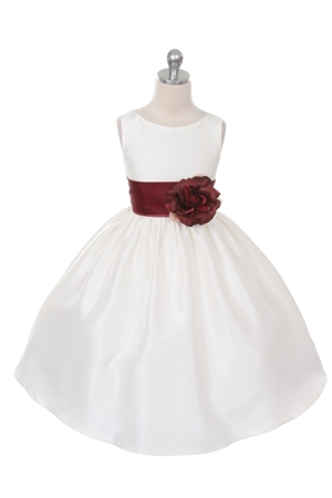 Flower Girl Dresses #KD204BU  : Poly Silk Sleeveless Dress with Different Color Removable Sash