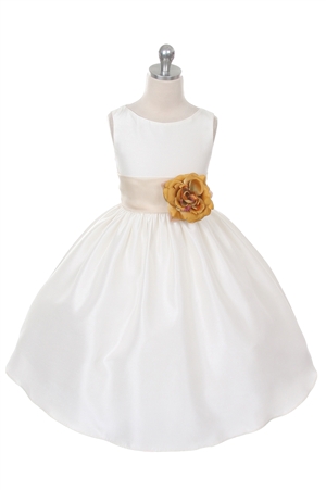 Flower Girl Dresses #KD204CH  : Poly Silk Sleeveless Dress with Different Color Removable Sash