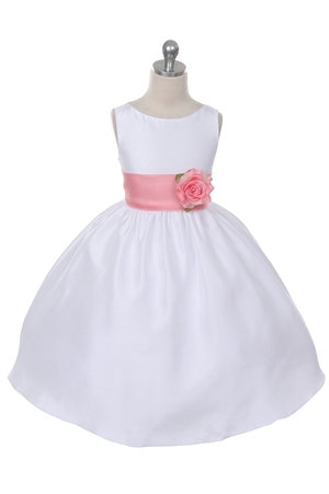 Flower Girl Dresses #KD204CO  : Poly Silk Sleeveless Dress with Different Color Removable Sash