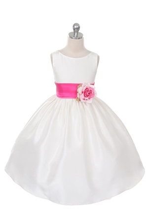 Flower Girl Dresses #KD204F  : Poly Silk Sleeveless Dress with Different Color Removable Sash