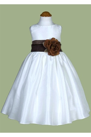 Flower Girl Dresses #KD204IB  : Poly Silk Sleeveless Dress with Different Color Removable Sash