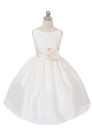 Flower Girl Dresses #KD204IV  : Poly Silk Sleeveless Dress with Different Color Removable Sash