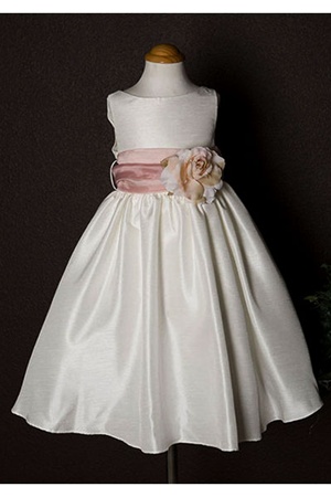 Flower Girl Dresses #KD204IV-RO  : Poly Silk Sleeveless Dress with Different Color Removable Sash