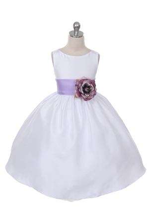 Flower Girl Dresses #KD204L  : Poly Silk Sleeveless Dress with Different Color Removable Sash