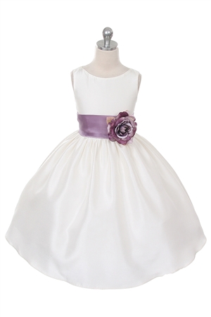 Flower Girl Dresses #KD204LA  : Poly Silk Sleeveless Dress with Different Color Removable Sash