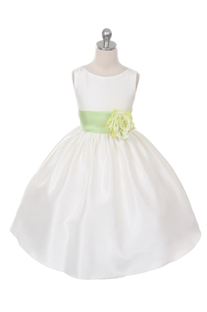 Flower Girl Dresses #KD204LI  : Poly Silk Sleeveless Dress with Different Color Removable Sash