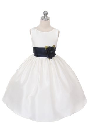 Flower Girl Dresses #KD204NB  : Poly Silk Sleeveless Dress with Different Color Removable Sash