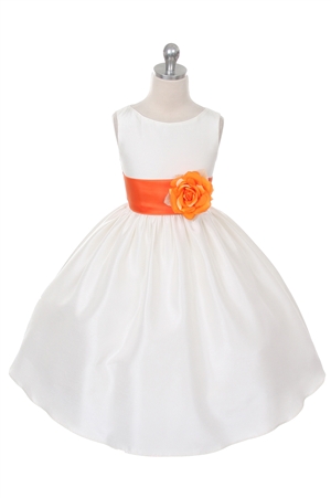 Flower Girl Dresses #KD204OR  : Poly Silk Sleeveless Dress with Different Color Removable Sash