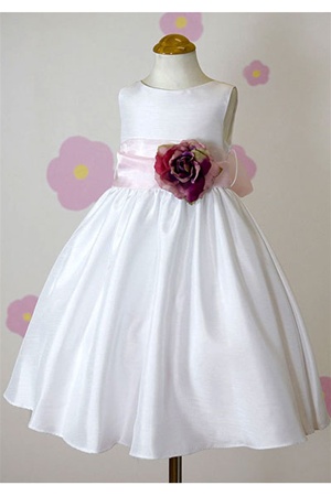 Flower Girl Dresses #KD204P  : Poly Silk Sleeveless Dress with Different Color Removable Sash